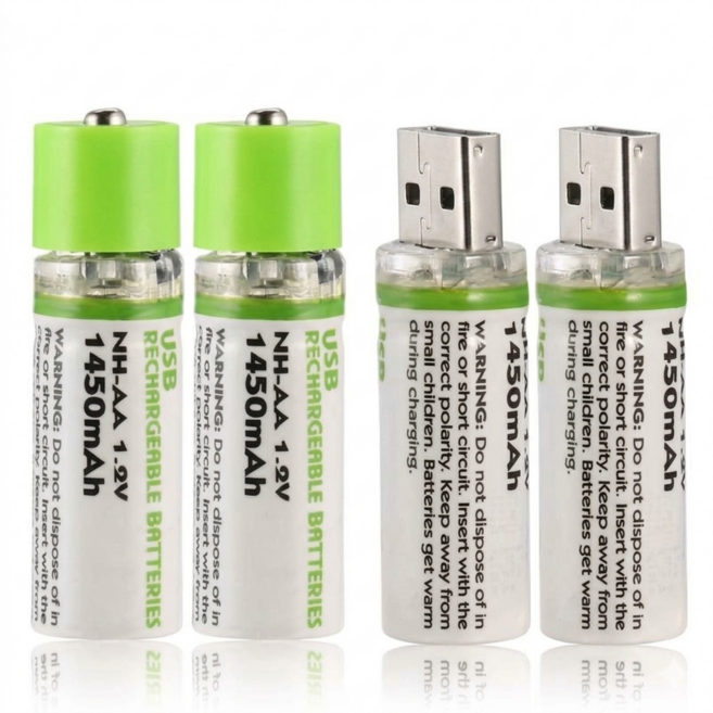 USB充電電池 1450mAh 三號AA電池, 1個, USB充電電池-4號(四顆)