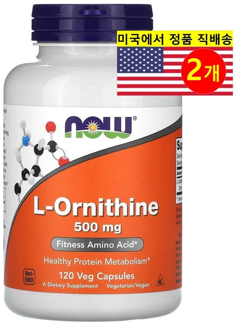 나우푸드 엘 오르니틴 500mg 120캡슐 NOW Foods L Ornithine 2개, 120정 - 쿠팡