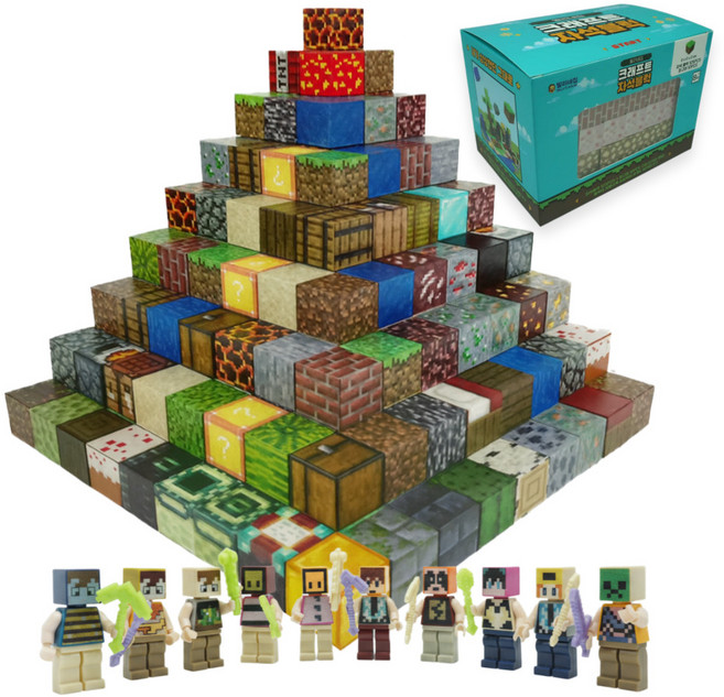 [KC인증] 빌리네집 크래프트 마크 자석 큐브 블럭125개 피큐어10개세트 퍼즐 놀이 장난감 마인 방학 집콕 선물, 1개