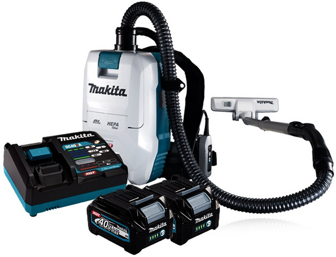 마끼다 VC008GD201 40V 2.5Ah 배터리x2팩 충전배낭형청소기+클리너세트 집진기 2L 헤파필터