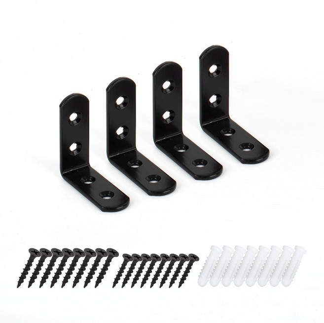 철물이네 튼튼 선반대 심플 ㄱ자 선반받침대, 1개, 블랙  S 50x50mm (4개입)