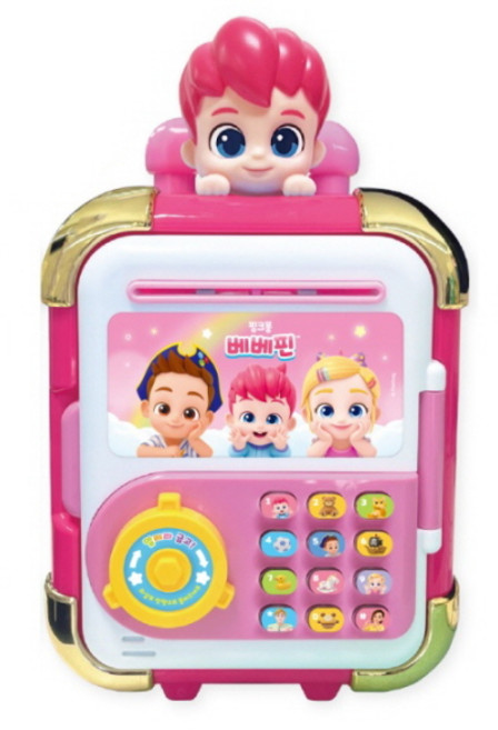 핑크퐁 베베핀 말하고 노래하는 캐리어 금고, 핑크, 1개