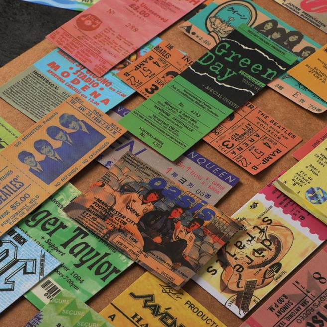 빈티지 레트로 다꾸 폰꾸 락밴드 스티커 43종 세트, 1개, 상세페이지 참조