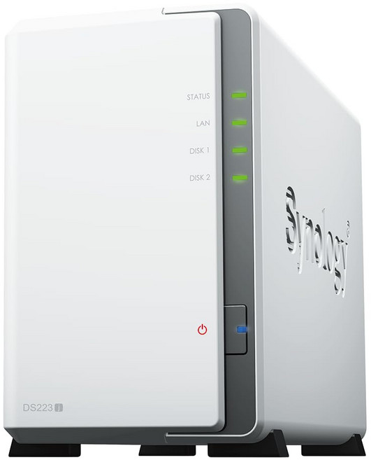 Synology NAS 2 DS223j CPU 1GB DiskStation 키트 베이 쿼드 코어 탑재 메모리 탑재, 없음, 8) WD Red Plus  16TB