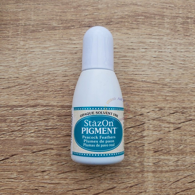 Tsukineko 月貓 Stazon PIGMENT 速乾油性印台補充液 手工藝必備, 1個, 孔雀羽毛 補充液
