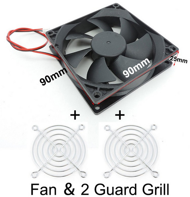 9025 9cm 90mm 가드 금속 그릴 이중 볼 베어링 냉각 팬 12V 0.40A AFB0912VH 델타 90*90*25mm 용 풍력 용량, 03 12V, 01 1Fan 2 Guard Grill, 1개