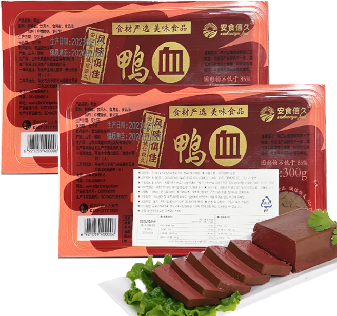 홍홍 중국식품 오리피 오리선지 훠궈 마라탕 중국간식 중국반찬 중국요리, 2개, 300g