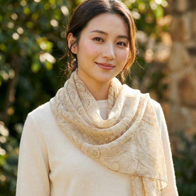여성 패턴 스카프 봄 여름 간절기 폴리 실크 조젯