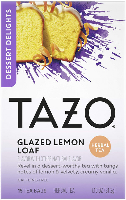 TAZO Glazed Lemon Loaf Dessert Delights Herbal Tea Bags Caffeine Free 15 Total Tea Bags, 1개, 31.2g