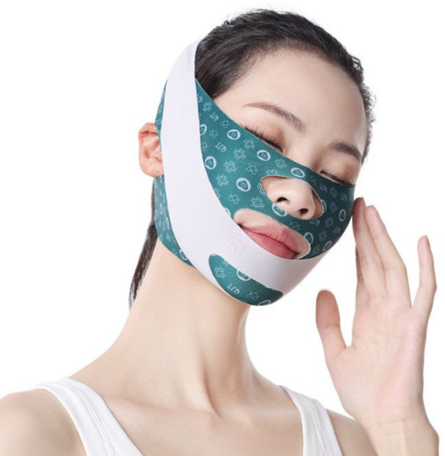 UMOON 2단 브이라인 리프팅밴드 고탄성 턱밴드 얼굴 붓기 제거 이중턱 / 턱살 개선 V라인 슬리밍 탄력 관리 360도 풀커버 마스크, 1개, 그린