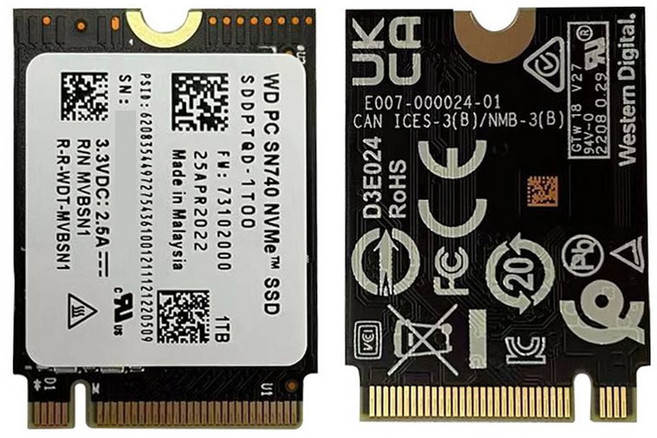 WD SN740 1T M2 2230 SSD NVME 스팀덱 완벽 호환, 1TB