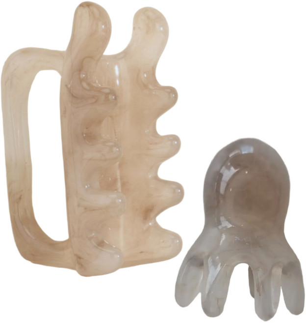 손잡이 괄사 두피 마사지 바디 문어 괄사 마사지기 흉쇄유돌근 괄사 림프, 마블그레이세트, 1개