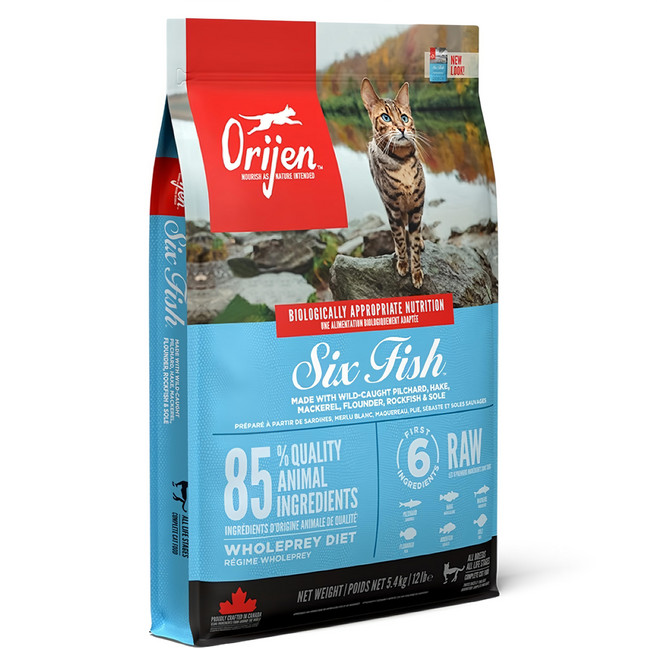 Orijen 歐睿健 台灣公司貨 全齡貓 無穀配方 乾飼料, 六種鮮魚, 5400g, 1袋