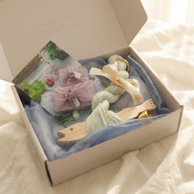 톤즈우드 복복리본 액막이명태 편백 구리종 선물세트, 옥색