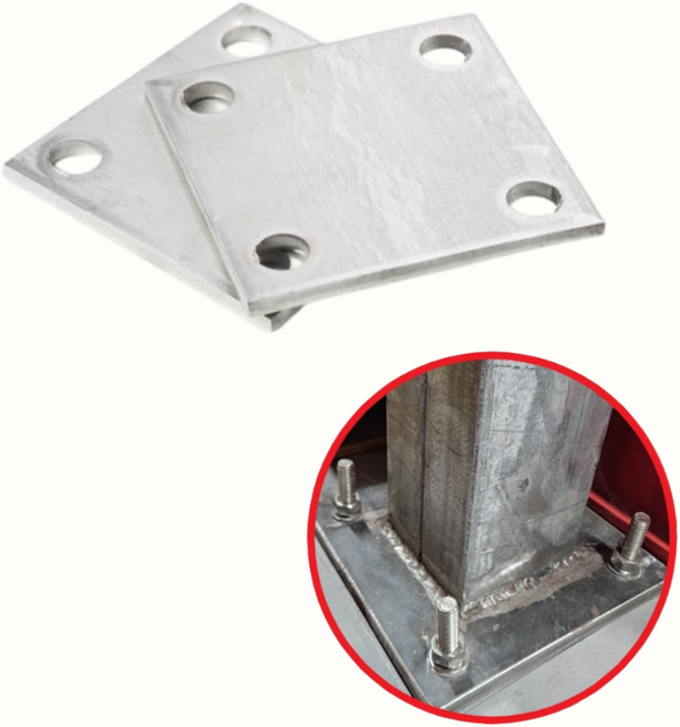 스틸 베이스판 150x 150 x 6T 철 스틸 베이스플레이트 플레이트판 기초베이스 지지대판 고정판 휀스용 세트앙카 경량철골 셀프시공 용접 diy, 5개