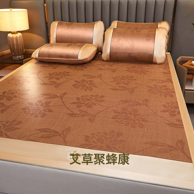 DIU 艾草涼蓆竹蓆新款夏季冰絲藤席學生宿舍單人草蓆嬰兒可用席子, 120*195cm【單涼蓆】