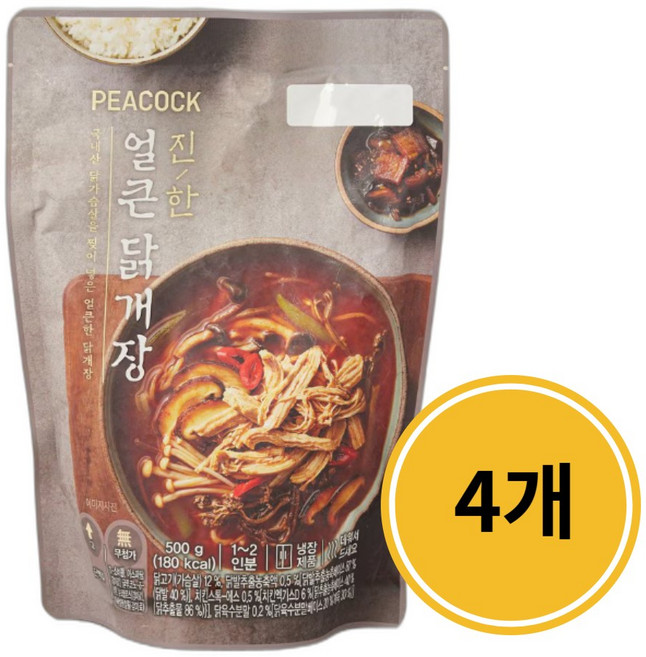 [피코크] 진한 얼큰 닭개장 500g x 4팩, 4개