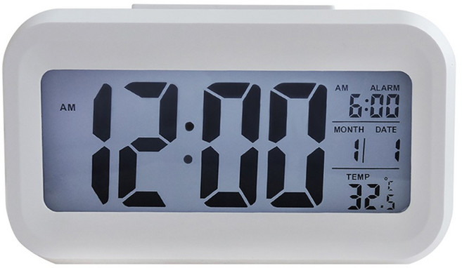 數字鬧鐘 溫度顯示, 白色電池供電款