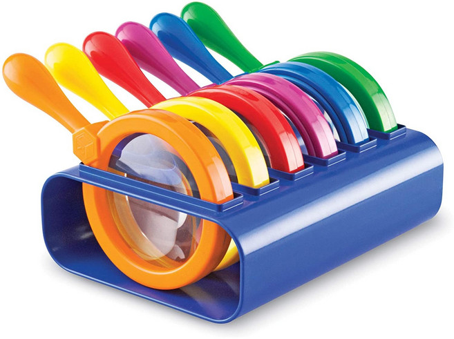 유아 어린이용 플라스틱 돋보기 확대경 6종 세트 (거치대 포함) 어린이집 유치원, 3~9세