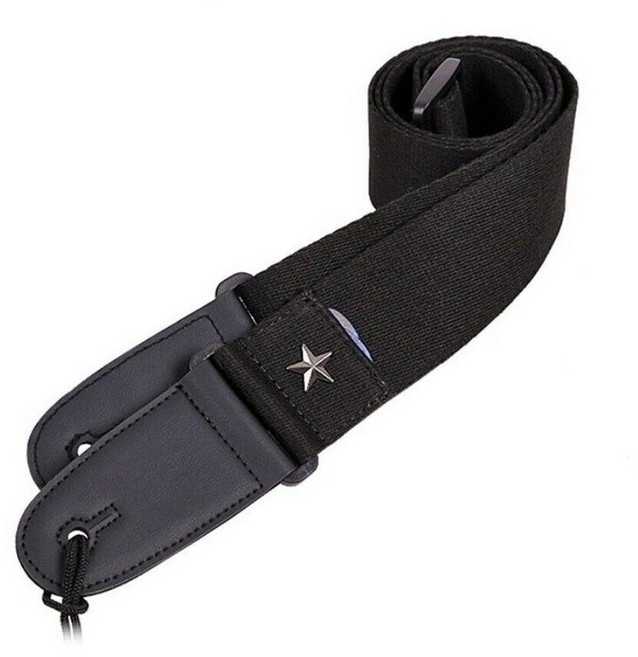 BGM 기타 스트랩 멜빵 어깨끈, 별 스트랩 - 블랙, 1개