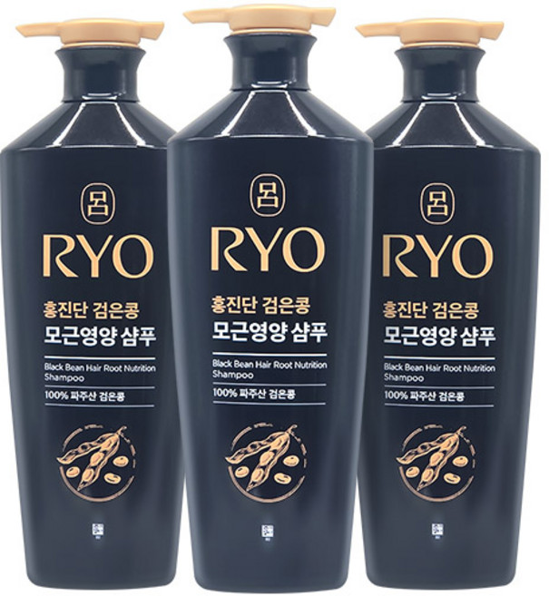 려 홍진단 검은콩 모근영양 샴푸 화이트 플로럴향, 820ml, 3개