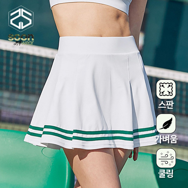 [순이야] C.골프 여성 기능성 운동복 배색 플레어 주름 테니스 스커트