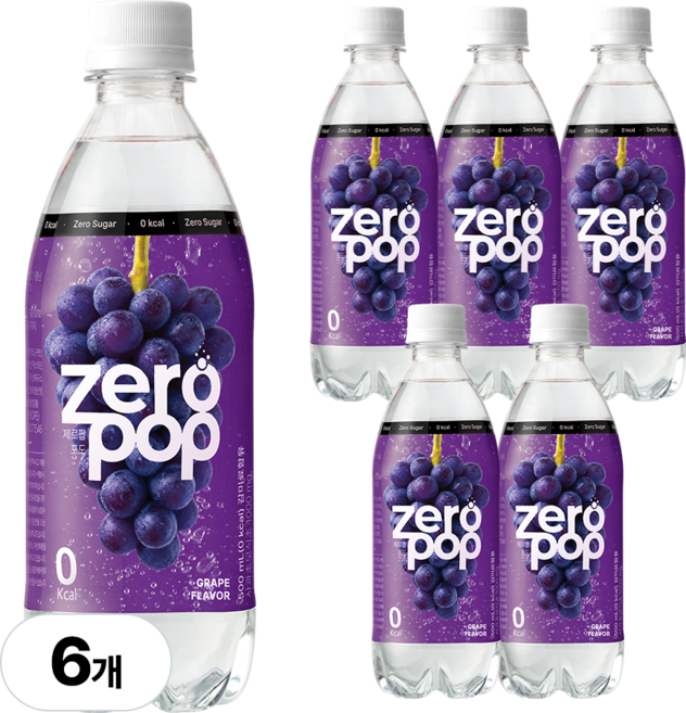 잇더핏 제로팝 포도맛 애사비소다 제로 탄산음료, 6개, 500ml