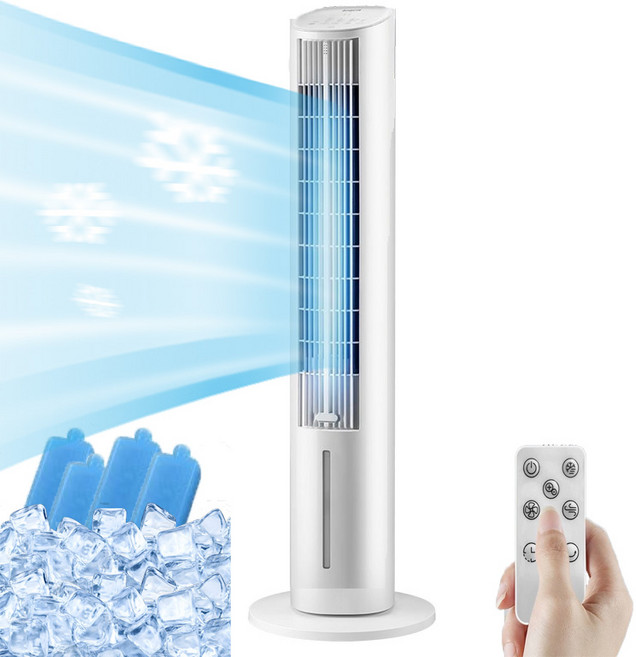 타워형 저소음 냉풍기 리모컨 에어쿨러 휴대용 가정용냉풍기, 화이트