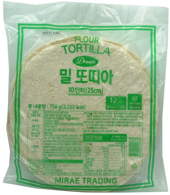 밀 또띠아 756g DREAM FLOUR TORTILLA 756g, 1개