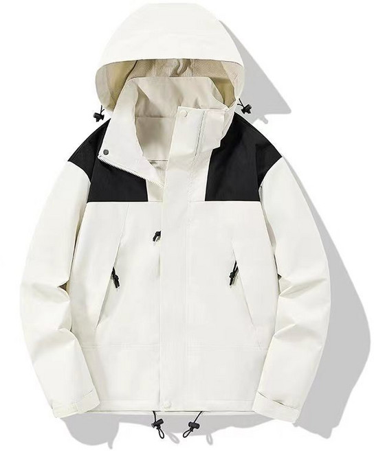 男女三合一防風防水可拆卸搖粒絨內膽戶外登山服, 1個, 象牙白 單衣S