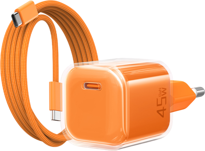 IMCHEN 45W 초고속 충전기 어댑터 + C to C 초고속 케이블 1.5m 세트, 1세트, 오렌지