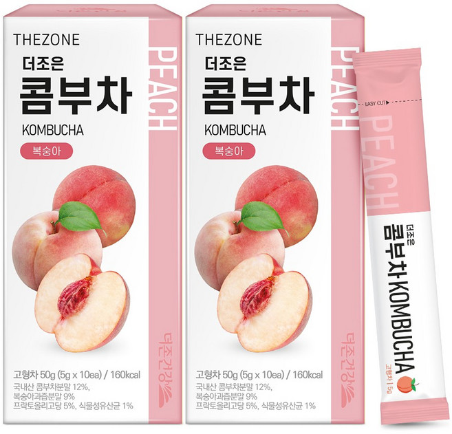 더존건강 더조은 콤부차 복숭아 10포 2박스, 50g, 10개입