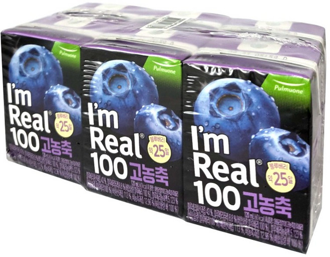 아임리얼 100 고농축 블루베리 주스, 120ml, 6개