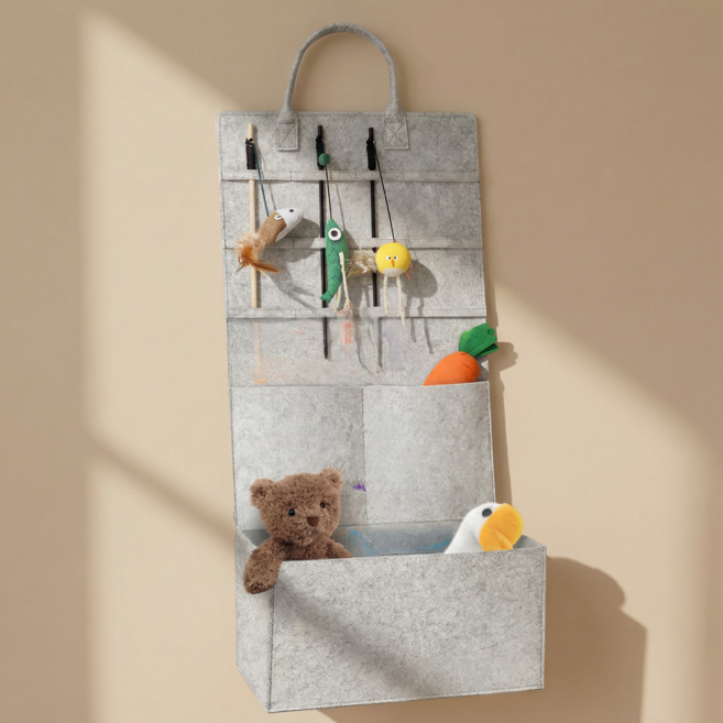 젤리픽 고양이 장난감 벽걸이 정리 포켓, 그레이