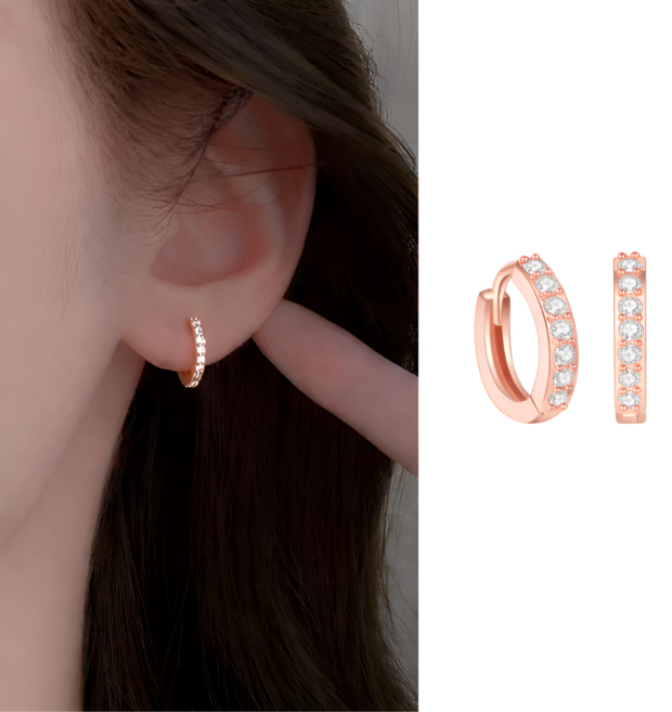 코코쉬 925실버 스와로브스키 원터치 미니 링 귀걸이 한쌍 (2개)