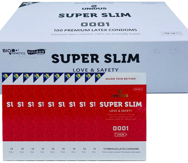유니더스 슈퍼슬림 0001 초박형 콘돔, 1개입, 300개