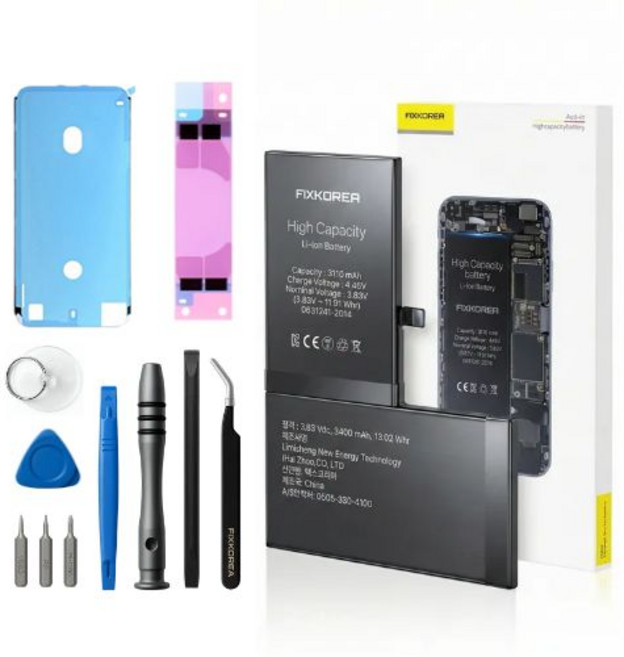 픽스코리아 아이폰12 / 12프로 대용량 아이폰배터리 자가교체 수리 공구포함, 아이폰12프로 대용량 배터리 공구포함