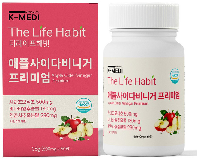 더라이프해빗 애사비 알약 캡슐 애플사이다비니거정, 1박스, 60정