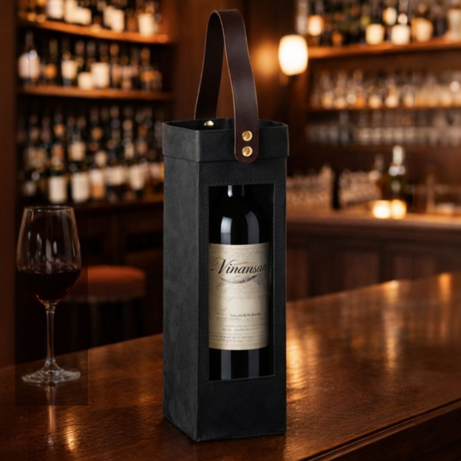 가든랩 고급 크래프트 와인백, 1개, 블랙