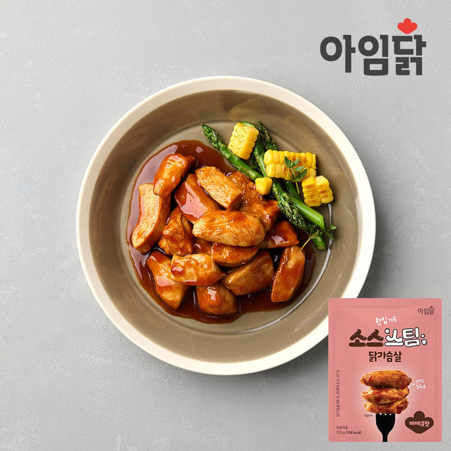 [아임닭] 한입소스 스팀 닭가슴살 바베큐맛, 100g, 10개