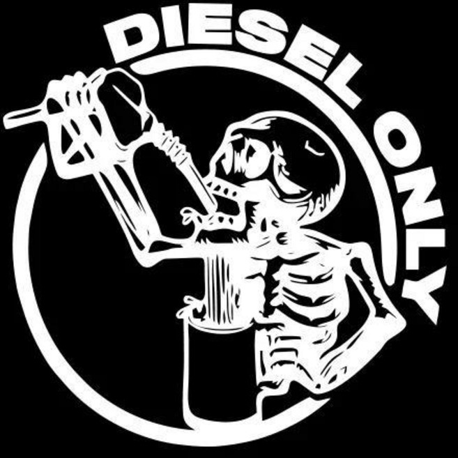 디젤 전용 해골 자동차 스티커 장식 탱크 캡 둥글기 야외 외부 방수 비닐 데칼, 1개