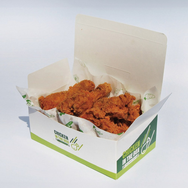 치킨박스 닭강정 튀김 종이 포장용기 박스 치킨상자/치킨용기 사이즈 대 그린색상, 1박스, 200개