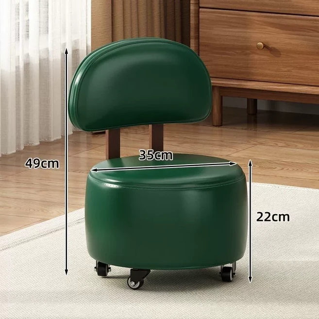 ANYOU 도르래 이동식 작은 의자 가정용 거실 이동 작은 의자 신발 교환 의자 캐주얼 소파 의자, 1개, 녹색