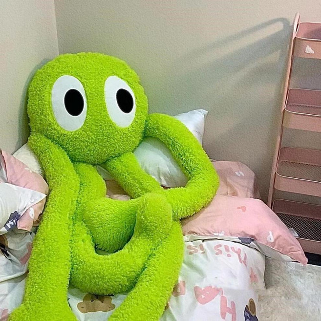 무드바이브 안고자는 귀여운 대왕 롱 다리 문어 대형 큰인형 동물 애착 대형 친구 생일 선물 쿠션 바디필로우 인형, 그린-180cm