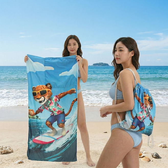 차차쿠바 투인원 백팩 변형 비치타월 물놀이 바캉스 대형 바디타올, 1개, 1-80*160cm