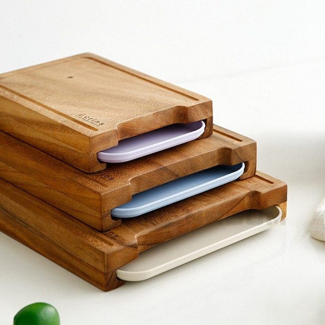 서랍형 나무 도마 트레이, 레인트리 서랍형도마 트레이 세트(대) 베이지, 1개