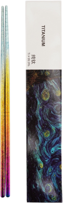 SNOWROCK TITANIUM 純鈦冰花筷子 家用便攜 中空防燙 防滑設計 22.8CM, 2個, 冰花彩✖2, 冰花彩, 冰花筷子