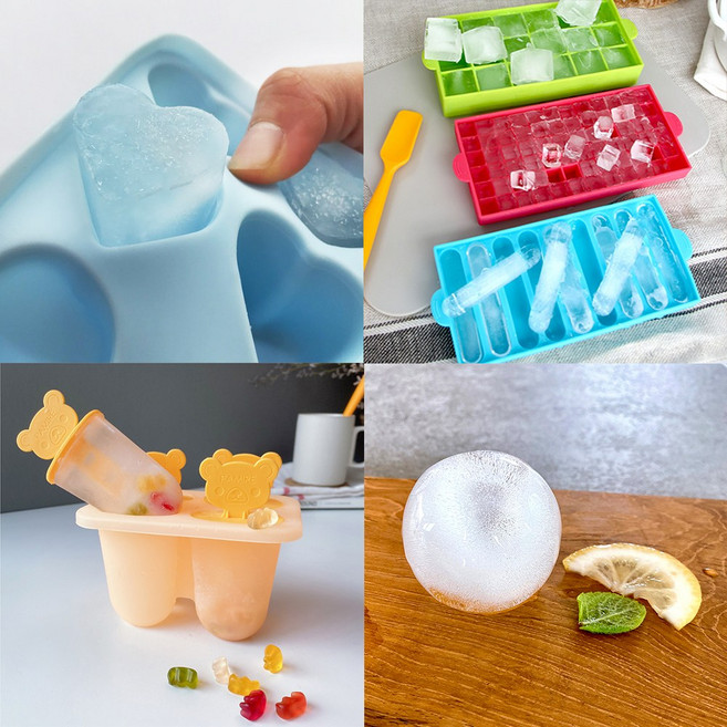 실리콘 카페 얼음 틀 아이스 크림 몰드 아이스바 왕 얼음틀 59% 이유식, 실리콘미니아이스크림틀-원별/색상랜덤, 1개