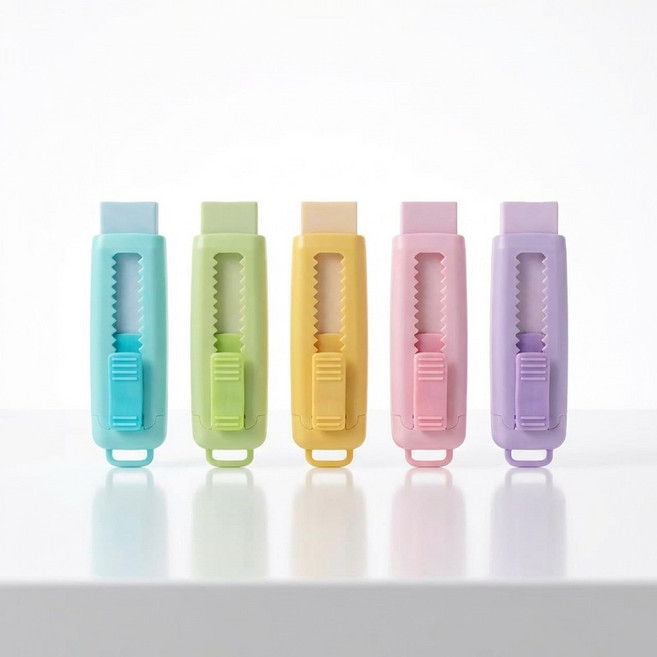 푸쉬 지우개 슬라이드식 연필 지우개 필기용 수정용, 5개, 혼합