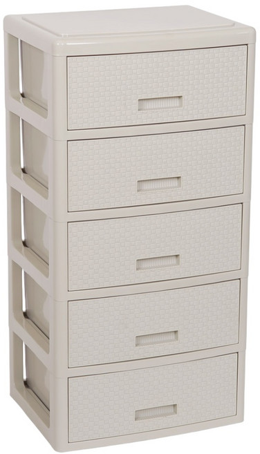 4536 5단 라탄 서랍장 플라스틱서랍장 수납장, 라이트 그레이
